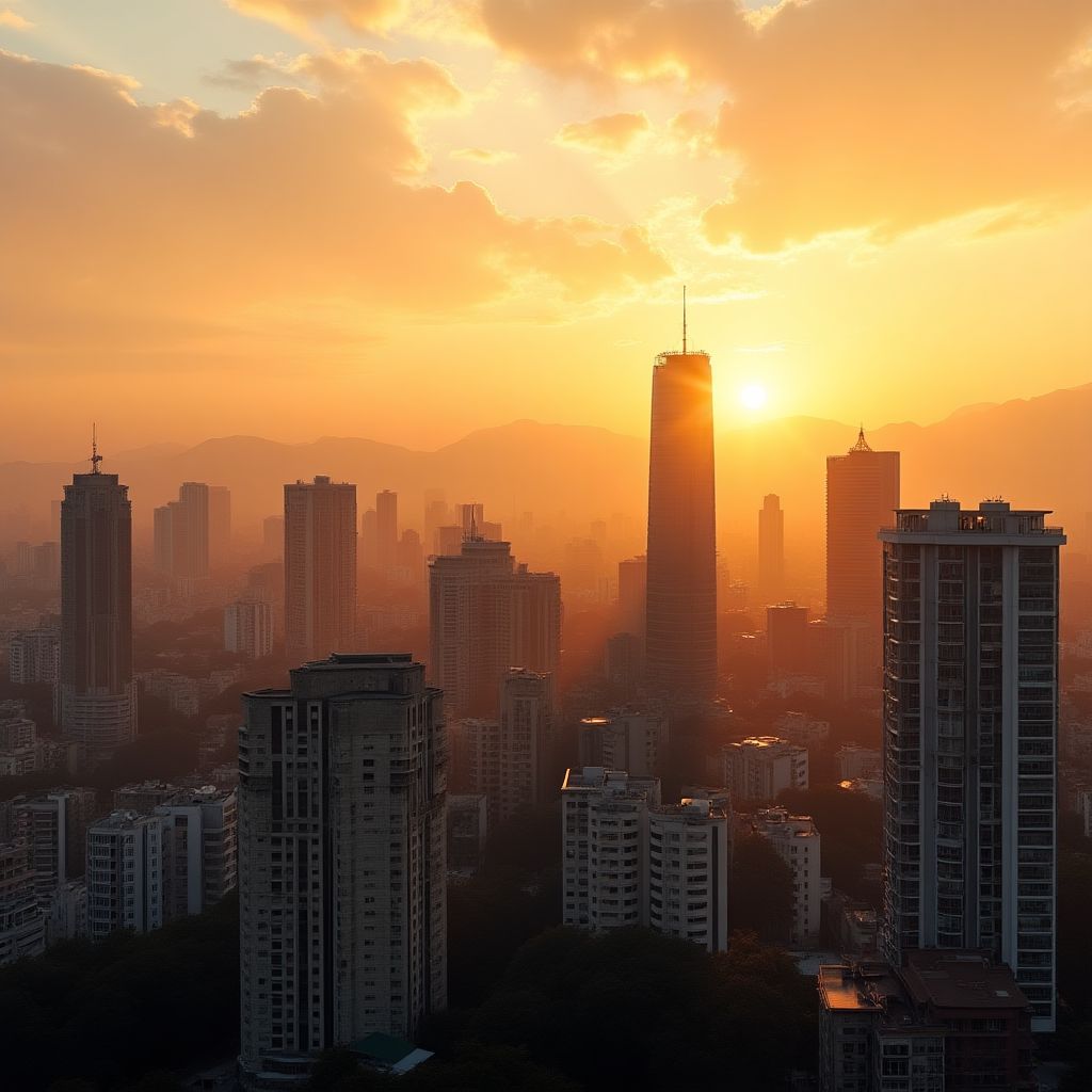 Panorámica de Bogotá con edificios financieros